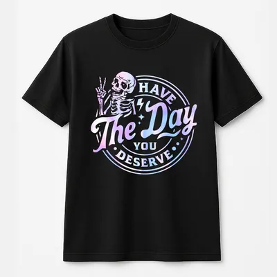 Women'S Skeleton & Letter Print T-Shirt, Casual For Daily Vacation, Summer Graphic Tops, Ladies Outdoor Wear, Fashion Womenswear