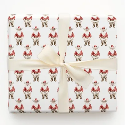 Cowboy Claus - Gift Wrap for Christmas, Holidays Wrapping Paper, Christmas Wrapping Paper