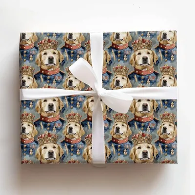 Royal Retriever - Gift Wrap for Christmas, Holidays Wrapping Paper, Christmas Wrapping Paper
