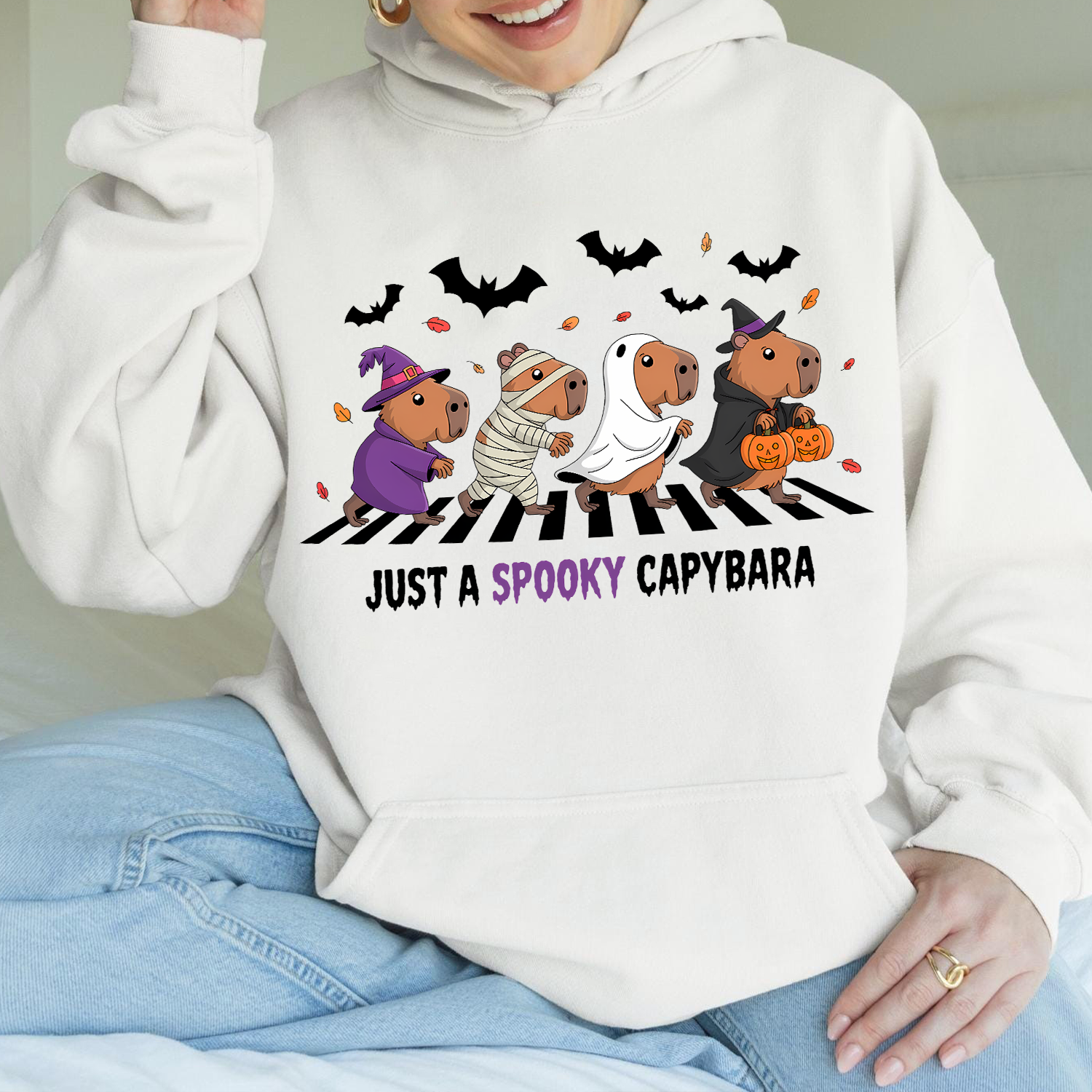 Spooky Capybara Halloween Hoodie – Cute Funny Unisex Sweatshirt