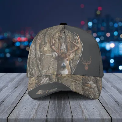 Baseball Cap Hunts Hat Deer Camouflage With American Flag And Forest Scene Baseball Cap