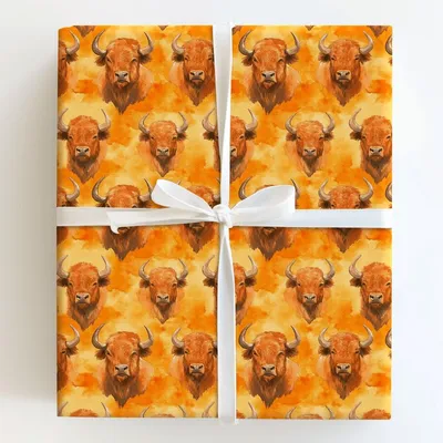 Buffalo Orange - Gift Wrap for Christmas, Holidays Wrapping Paper, Christmas Wrapping Paper