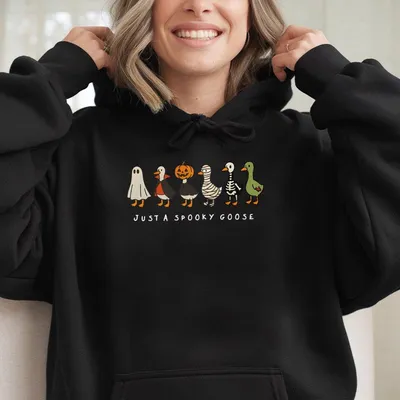 Halloween Goose Hoodie,Just A Spooky Goose Hoodie,Funny Halloween Hoodie,Spooky Season,Spooky Goosey Hoodie Cotton