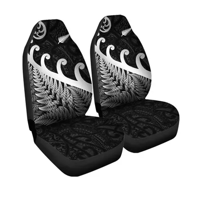 New Zealand Rugby Maori Car Seat Coverlver Fern Koru Vibes Black