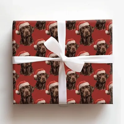 Chocolate Lab Santa - Gift Wrap for Christmas, Holidays Wrapping Paper, Christmas Wrapping Paper
