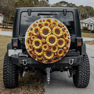 Sunflower Bouquet Spare Tire Cover Vibrant Yellow Floral Design Nature Graphic Fit Truck Spare Tire Cover
