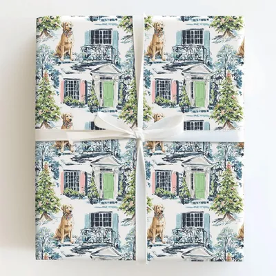 Golden Greetings - Gift Wrap for Christmas, Holidays Wrapping Paper, Christmas Wrapping Paper