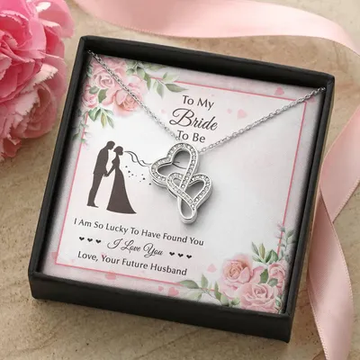 To My Bride To Be... Double Heart Design Double Hearts Necklace