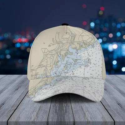 Norwalk Navigator Nautical Chart Baseball Cap - Classic Boating Tan Hat Baseball Cap