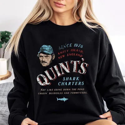 Quints Shark Charters Sweatshirt Jaws Amity Island Parody