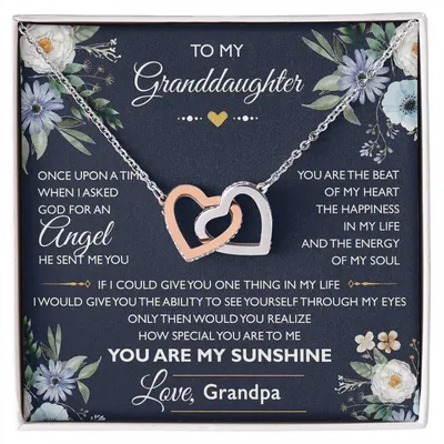 To My Granddaughter From Grandpa - Interlocking Heart Necklace Interlocking Hearts Necklace