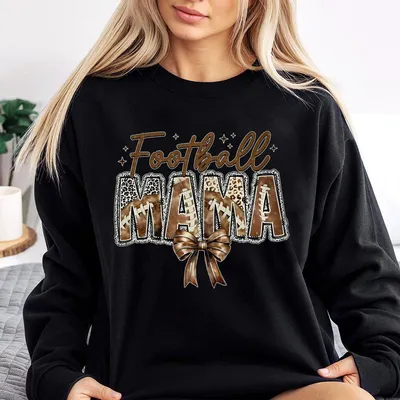 Football Mama Sweatshirt Coquette Football Bow Sweatshirt Cute Football Mom Sweatshirt Game Day Graphic Sweatshirt Football Season Sweatshirt