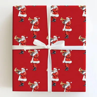 Ho Ho Horn Hits - Gift Wrap for Christmas, Holidays Wrapping Paper, Christmas Wrapping Paper