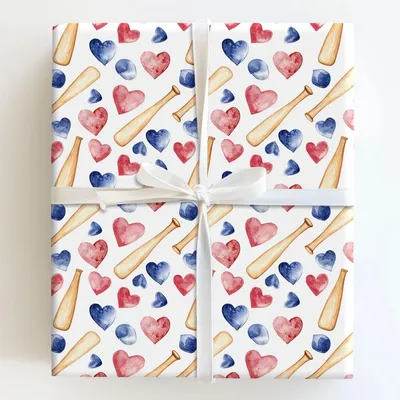 Batting My Heart - Gift Wrap for Christmas, Holidays Wrapping Paper, Christmas Wrapping Paper