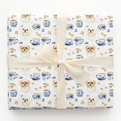 Coffee Day with the Shih Tzu - Gift Wrap for Christmas, Holidays Wrapping Paper, Christmas Wrapping Paper