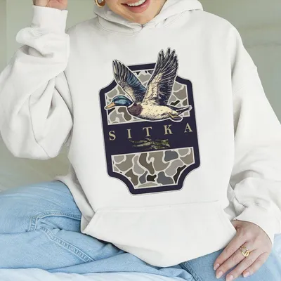 Sitka Rustic Hunting Hoodie Mallard Duck Camo Graphic Outdoor Hoodie Southern Country Lifestyle Hoodie