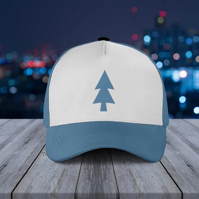 Baseball Cap Blue Tree Icon, Abstract Spatial Design Hat Baseball Cap
