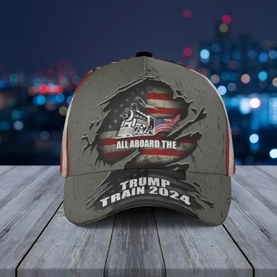 Trump Train 2024 Baseball Cap – Patriotic Flag Graphics, Political Helmet Decal-Inspired Design Baseball Cap