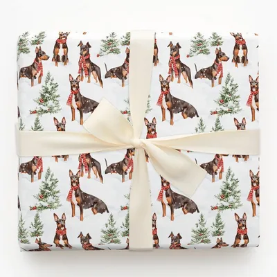 Snow day for Dobermans - Gift Wrap for Christmas, Holidays Wrapping Paper, Christmas Wrapping Paper