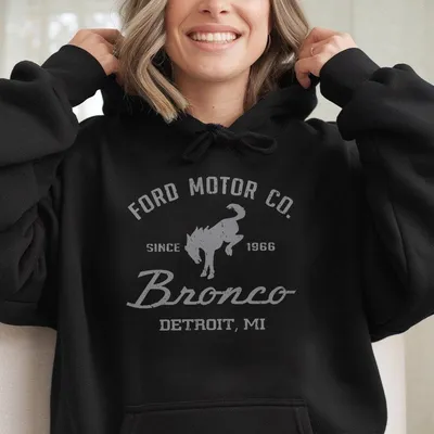 Licensed Ford Bronco Hoodie, Ford Motor Companyclassic 1966 Bronco, Vintage Car Graphic Hoodie, Automotive Front Print
