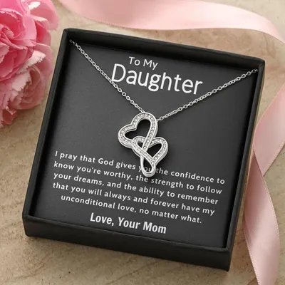 Daughter Gift Necklace Daughter Birthday Gift Gift For Daughter Daughter Jewelry 11 Double Hearts Necklace
