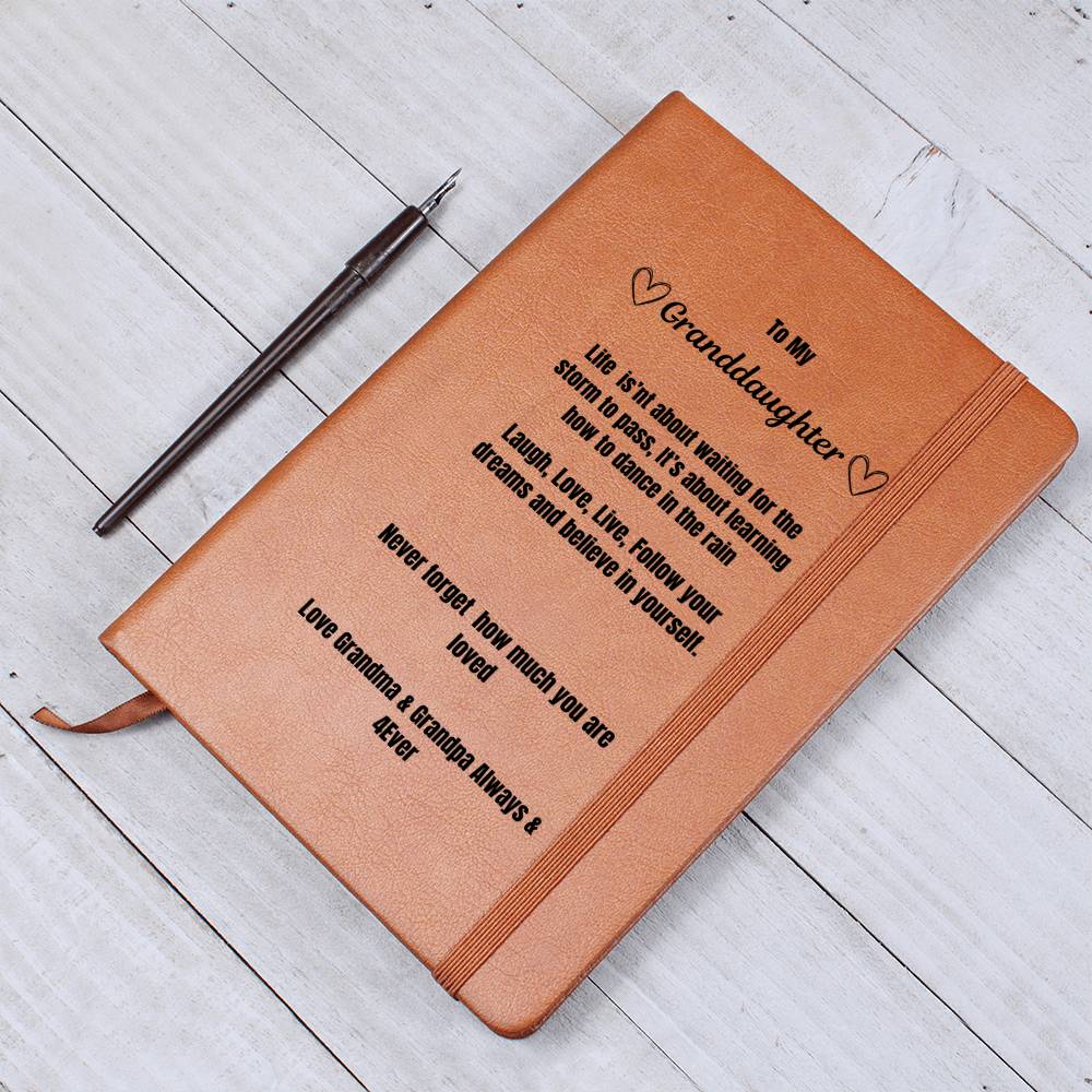 To My Granddaughter Leather Journal Love Grandma - Grandpa - Graphic Journal