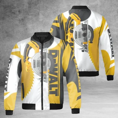 Dewalt Windproof Bomber Jacket, Circular Saw Power Tool Graphic, Carpenter Builder Fan Gear Gift Bomber Jacket