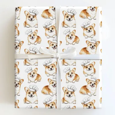 Cooking with the Corgi - Gift Wrap for Christmas, Holidays Wrapping Paper, Christmas Wrapping Paper