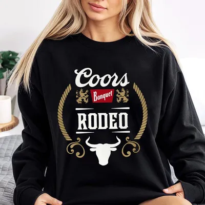 Coors Banquet Rodeo Navy Sweatshirt – Western Rope And Bull Skull Graphic Sweatshirt, Soft Country Rodeo Sweatshirt For Men & Women