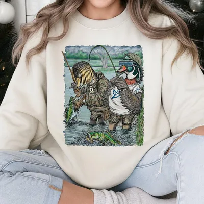Combat Waterfowl Sweatshirt - Whimsical Fishing Duck Design, Fun Graphics For Outdoor Lovers & Waterfowl Enthusiasts