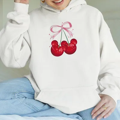 Cherry Mouse Coquette Baby Hoodie Original Designer Bow Graphic Top Princess Aesthetic 90s Hoodie