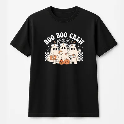 Boo Boo Crew Nurse T-Shirt, Halloween Nurse T-Shirt, Halloween Ghost T-Shirt, Retro Spooky Season, Halloween Gift T-Shirt