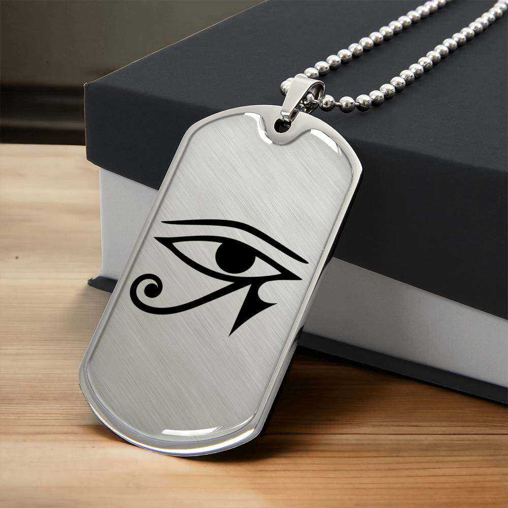 Eye Of Ra - Dog Tag Necklace - Egyptian Mythology - Army Tag Necklace, Dog Tag