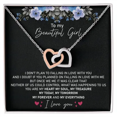 Perfect Valentines Necklace Gift For Girlfriend Wife Future Wife Interlocking Hearts Necklace