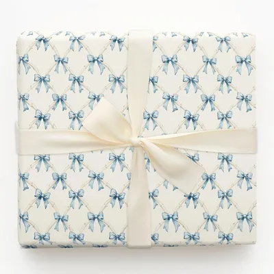 Tied with Blue Joy - Gift Wrap for Christmas, Holidays Wrapping Paper, Christmas Wrapping Paper