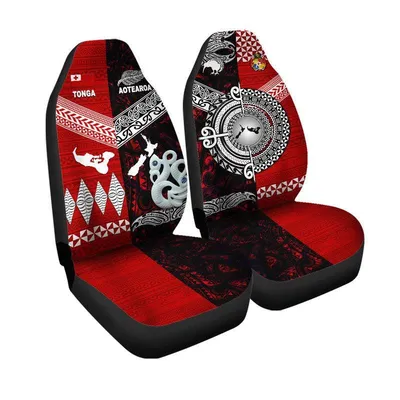 New Zealand And Tonga Car Seat Cover Together Red
