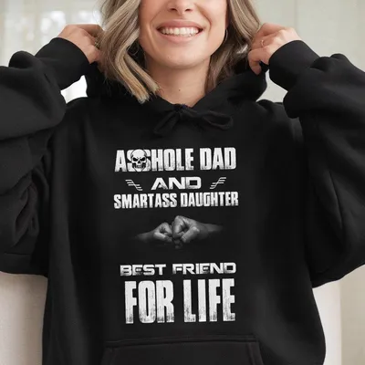 Soft Machine Washable Hoodie Dad And Smartass Daughter Men'S Casual Letter Print Hoodie Soft Polyester