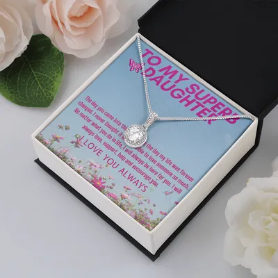 My Superb Daughter- My Life Was Forever Changed Love Knot Necklace - To My Daughter Necklace, Father Daughter Necklace, Father To Daughter Birthday Gift, Gifts To Daughter From Dad - Necklace For Daughter, Jewelry Daughter