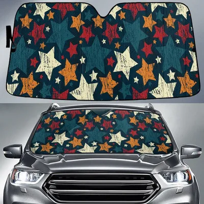Creative Grunge Stars Seamless Pattern Car Sun Shades Cover Auto Windshield PrintSyde