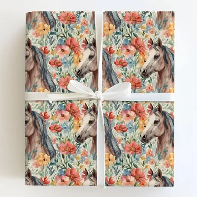 Garden Day with the Arabian - Gift Wrap for Christmas, Holidays Wrapping Paper, Christmas Wrapping Paper