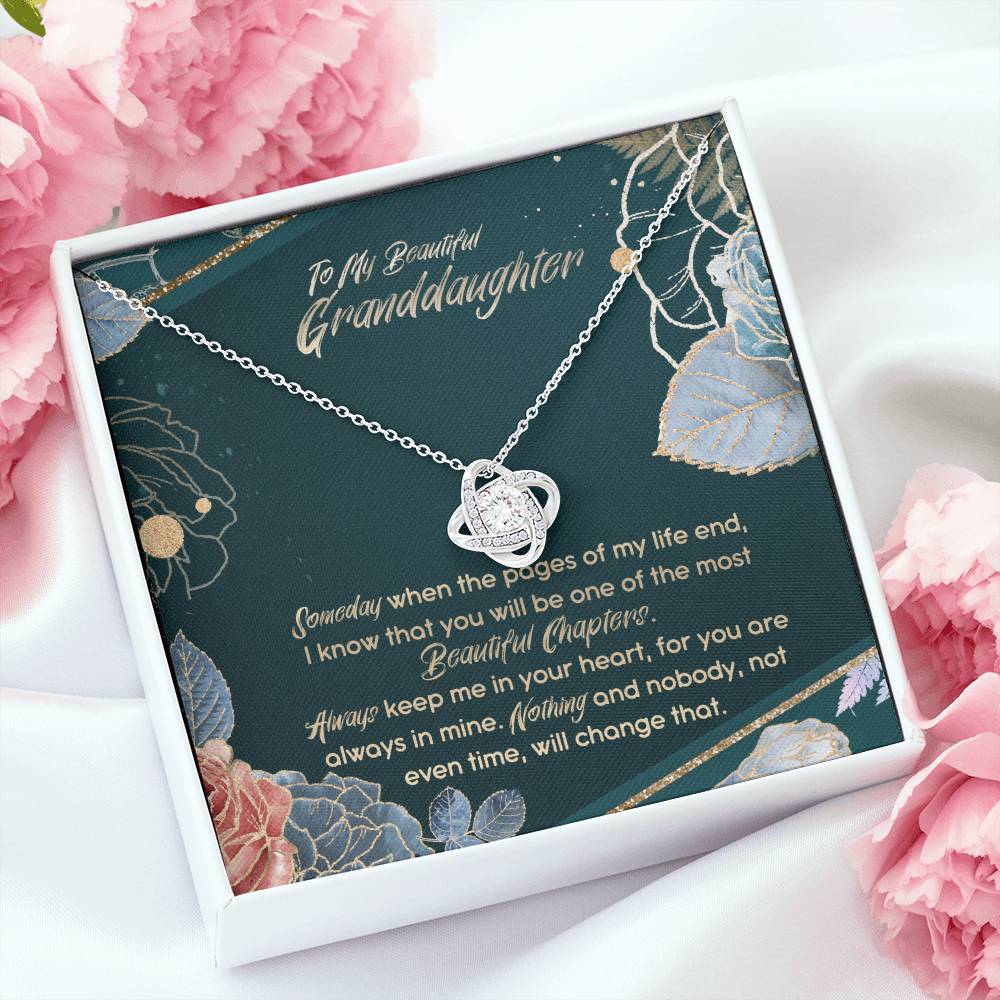 To Granddaughter, Beautiful Chapters Of My Life - Love Knot Necklace
