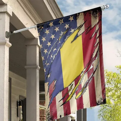 Waving American Flag Romanian Proud, , House Flag Decoration Vertical House Flag