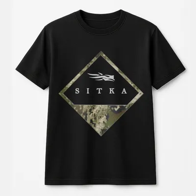 Sitka Camoflage Bottomland Pattern Unisex T-Shirt, Full Sizes, Full Colors Womenswear Tops Black