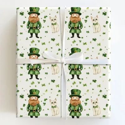 Shamrocks with the Ragdoll - Gift Wrap for Christmas, Holidays Wrapping Paper, Christmas Wrapping Paper