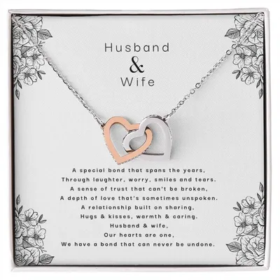 Husband & Wife - An Unbreakable Bond Interlocking Hearts Necklace