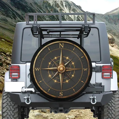 Lighting Metal Compass Spare Tire Cover Camera Hole Option,Nautical Compass Spare Tire Cover,Compass Car Accessories Spare Tire Cover