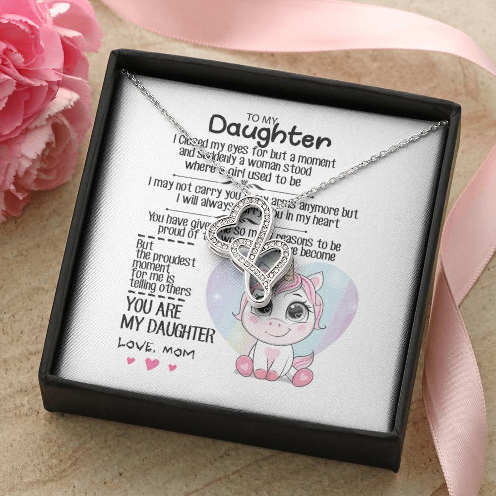 To My Daughter 4 Double Hearts Necklace