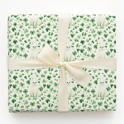 Shamrocks with the Persian - Gift Wrap for Christmas, Holidays Wrapping Paper, Christmas Wrapping Paper