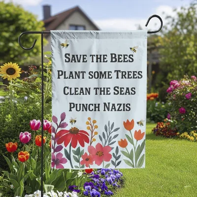 Save The Bees Garden Flag , Funny Eco Activist Yard Decor Vertical Garden Flag