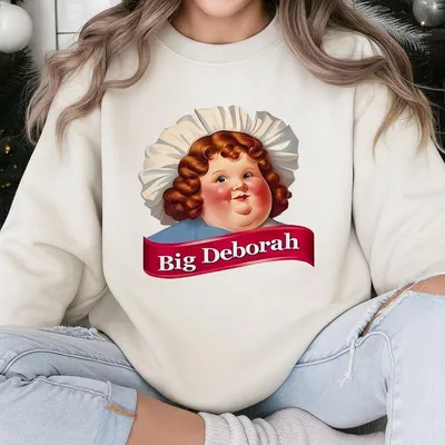 Funny Graphic Round Neck Sweatshirt, Casual Big Deborah Sweatshirt For Daily Wear, Unisex Sweatshirt With Tasteless Design For Men And Women